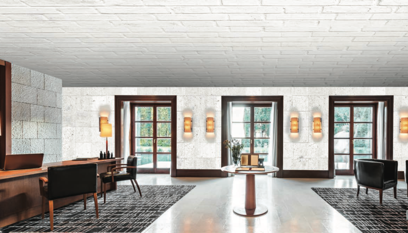 Plafond tendu imitation briques