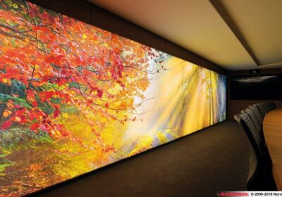 Plafond tendu mural avec impression et rétro éclairage