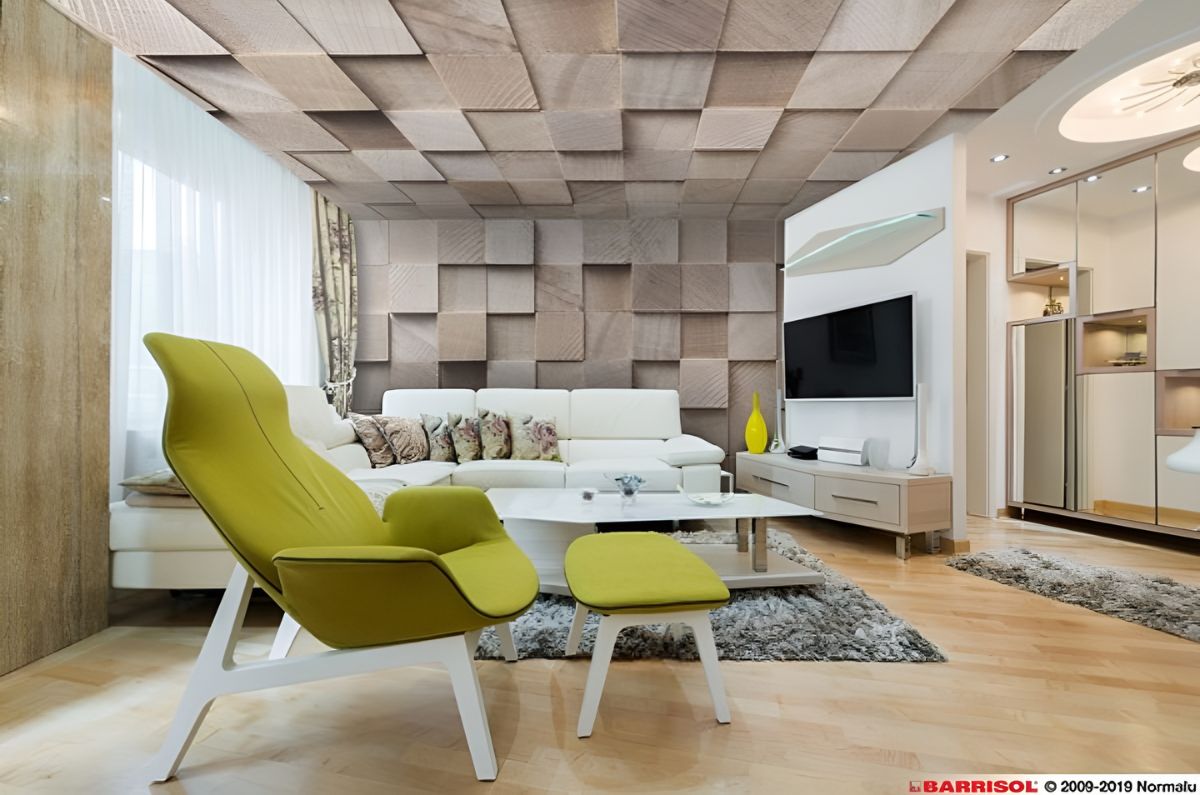 Plafond tendu - Plafond effet parquet